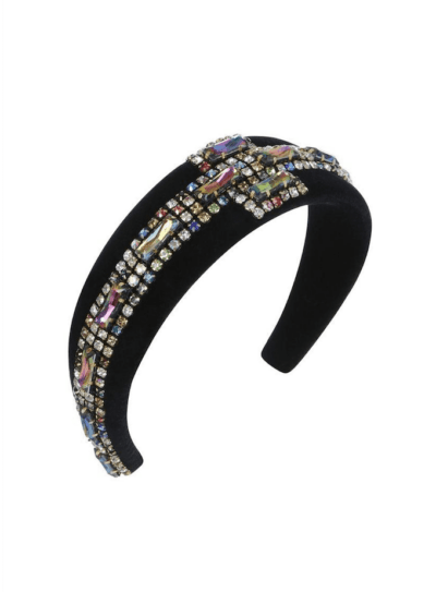 Luxury black headband with crystal embellishments