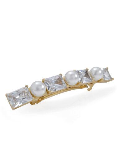 luxury hair clip with pearl and crystals