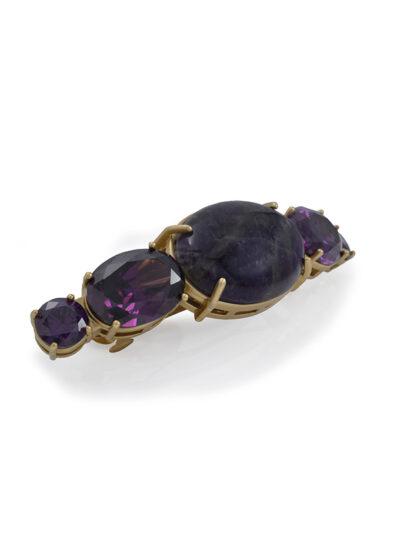 Luxury purple hair clip with Amethyst gemstone and crystals