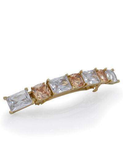 Luxury hair clip with light pink and crystal stones