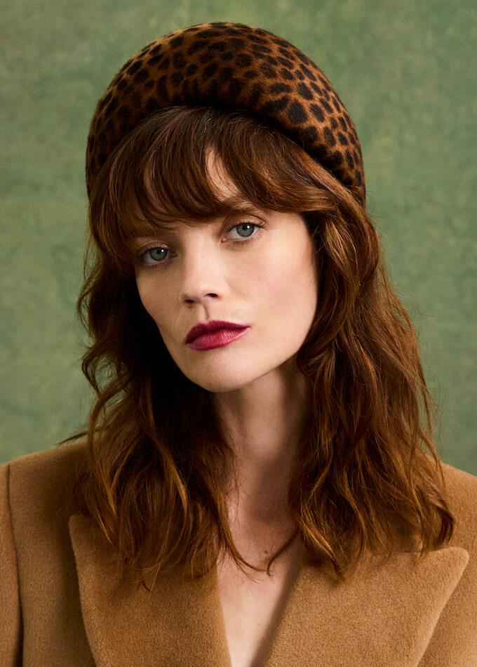 luxury leopard felt pillbox hat