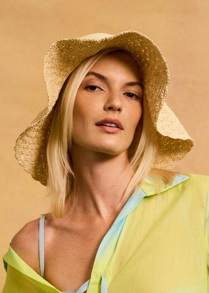 natural straw sun bucket hat