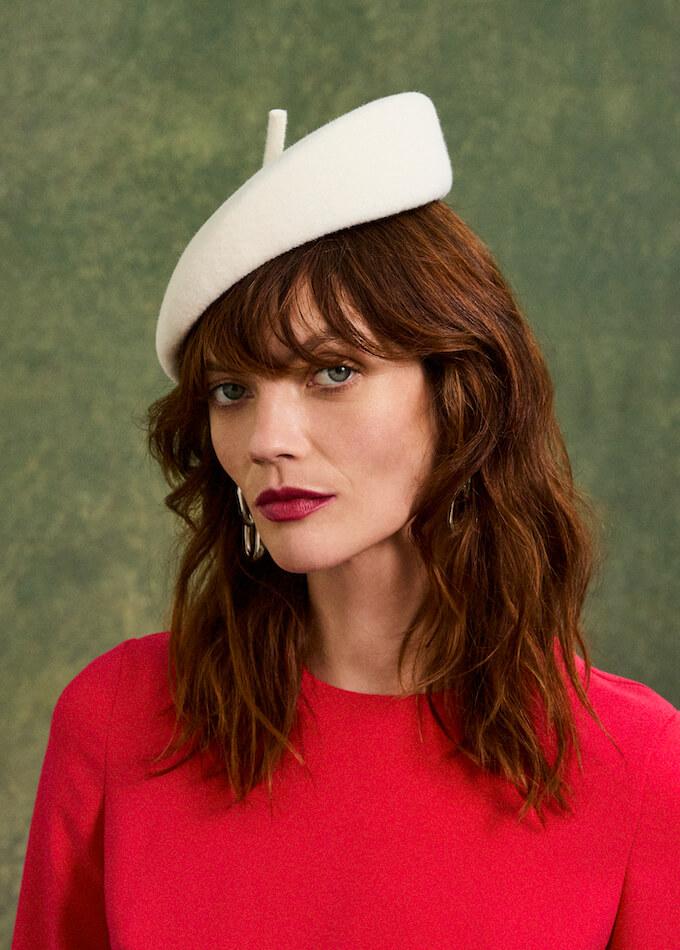 white felt beret pillbox