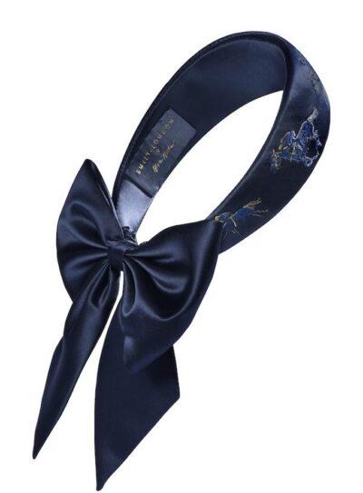 luxury navy blue embellished headpiece with a bow